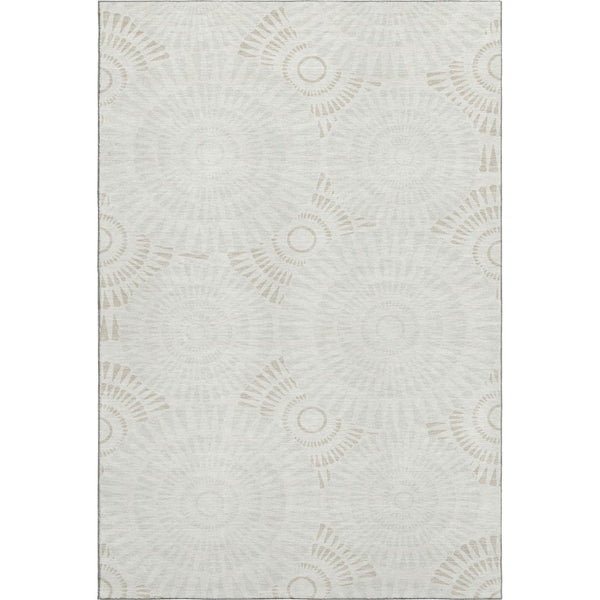 HomeRoots 10' Geometric Ivory & Beige Washable Area Rug - UV Protected, Durable, Stylish & Easy-Clean Design 669799