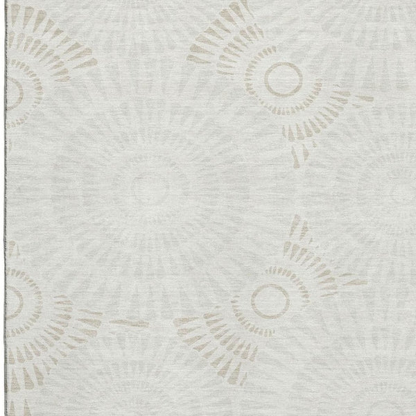 HomeRoots 10' Geometric Ivory & Beige Washable Area Rug - UV Protected, Durable, Stylish & Easy-Clean Design 669799