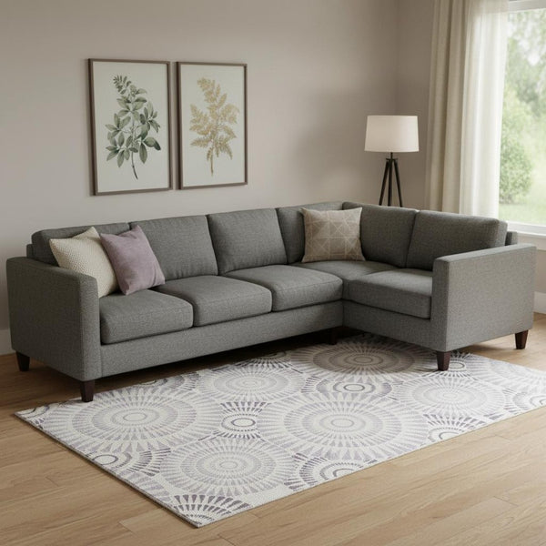 HomeRoots 8' X 10' Modern Lavender & Ivory Geometric Washable Area Rug with UV Protection & Durability 669803