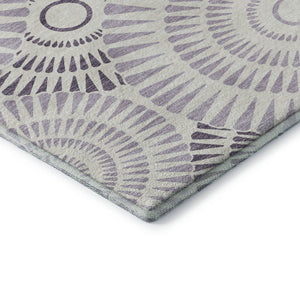 HomeRoots 8' X 10' Modern Lavender & Ivory Geometric Washable Area Rug with UV Protection & Durability 669803