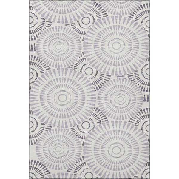 HomeRoots 8' X 10' Modern Lavender & Ivory Geometric Washable Area Rug with UV Protection & Durability 669803