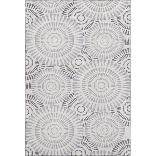 HomeRoots 10' X 14' Stylish Lavender & Ivory Geometric Washable Area Rug with UV Protection for Modern Homes 669805