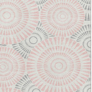 HomeRoots 5' X 8' Modern Pink, Ivory & Gray Geometric Washable Area Rug with UV Protection for Any Space 669807