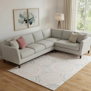 HomeRoots 8' X 10' Pink Ivory Gray Geometric Area Rug – Washable, UV Protected, Durable, Perfect for Busy Homes! 669809