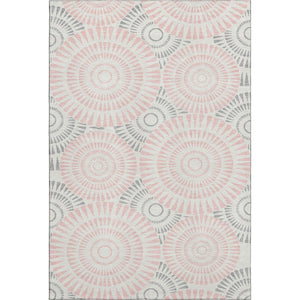 HomeRoots 8' X 10' Pink Ivory Gray Geometric Area Rug – Washable, UV Protected, Durable, Perfect for Busy Homes! 669809