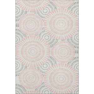 HomeRoots 9' X 12' Pink Ivory Gray Geometric Area Rug - Washable, UV Protected, Durable for Homes with Kids & Pets 669810