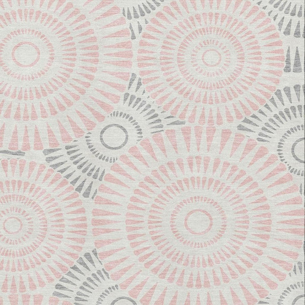 HomeRoots 10' X 14' Stylish Pink, Ivory & Gray Geometric Washable Area Rug with Stain Resistance & UV Protection 669811
