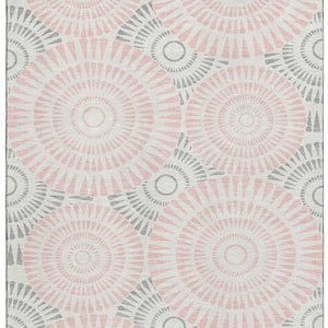 HomeRoots 10' X 14' Stylish Pink, Ivory & Gray Geometric Washable Area Rug with Stain Resistance & UV Protection 669811