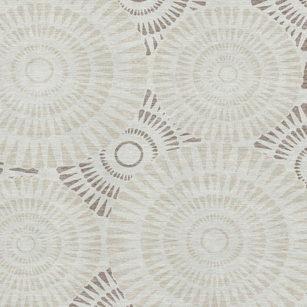 HomeRoots 9' X 12' Geometric Taupe and Beige Washable Area Rug with UV Protection for Modern Spaces 669816