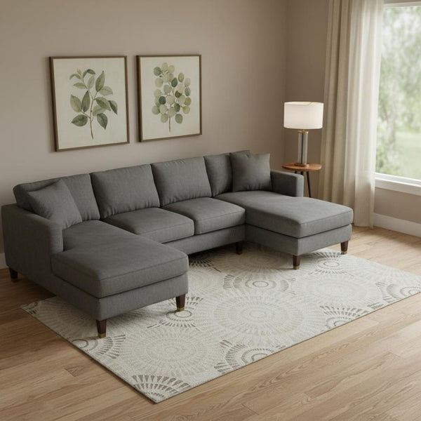 HomeRoots 10' X 14' Washable Taupe & Beige Geometric Area Rug with UV Protection – Perfect for Active Homes! 669817