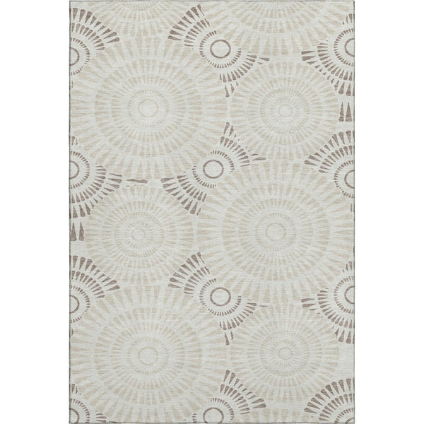 HomeRoots 10' X 14' Washable Taupe & Beige Geometric Area Rug with UV Protection – Perfect for Active Homes! 669817