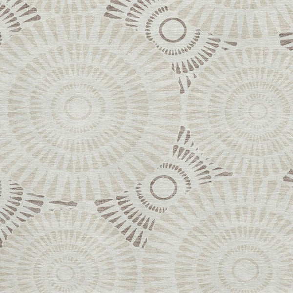HomeRoots 10' X 14' Washable Taupe & Beige Geometric Area Rug with UV Protection – Perfect for Active Homes! 669817