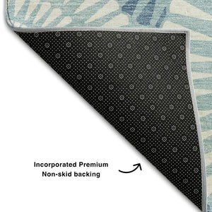 HomeRoots 5' X 8' Teal and Ivory Geometric Area Rug - Washable, UV Protected, Durable for Busy Homes & Stylish Spaces 669819