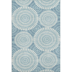 HomeRoots 8' X 10' Teal And Ivory Geometric Area Rug – Stylish, Washable, UV-Protected, Pet-Friendly Design! 669821