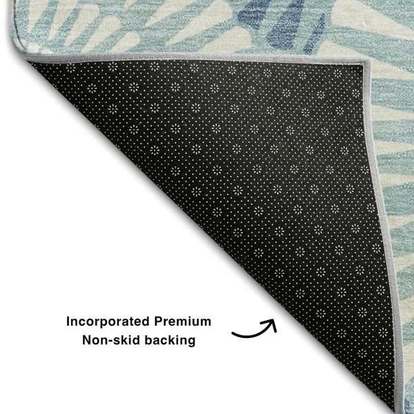 HomeRoots 8' X 10' Teal And Ivory Geometric Area Rug – Stylish, Washable, UV-Protected, Pet-Friendly Design! 669821