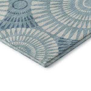 HomeRoots 8' X 10' Teal And Ivory Geometric Area Rug – Stylish, Washable, UV-Protected, Pet-Friendly Design! 669821