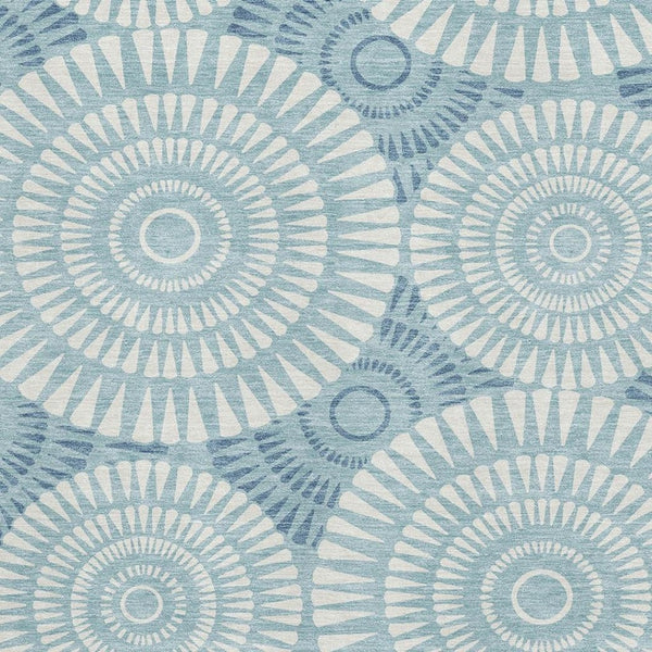 HomeRoots 8' X 10' Teal And Ivory Geometric Area Rug – Stylish, Washable, UV-Protected, Pet-Friendly Design! 669821