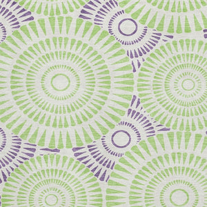 HomeRoots 5' X 8' Modern Geometric Washable Area Rug in White, Green & Purple - UV Protected & Durable Design 669825
