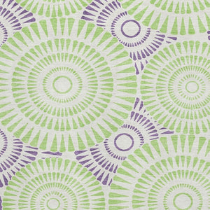 HomeRoots 8' X 10' Modern Geometric Washable Area Rug in White, Green, and Purple with UV Protection & Style 669827