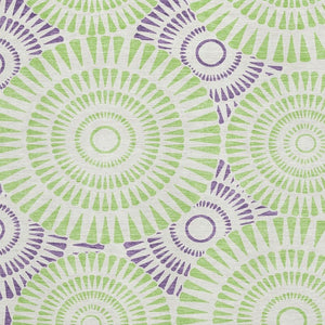 HomeRoots 9' X 12' Geometric Washable Area Rug with UV Protection in White, Green, and Purple for Busy Homes 669828