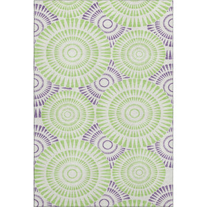 HomeRoots 10' Geometric Washable Area Rug in White, Green & Purple - UV Protected, Stain Resistant & Durable 669829