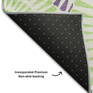 HomeRoots 10' Geometric Washable Area Rug in White, Green & Purple - UV Protected, Stain Resistant & Durable 669829