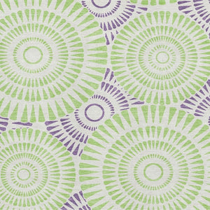 HomeRoots 10' Geometric Washable Area Rug in White, Green & Purple - UV Protected, Stain Resistant & Durable 669829