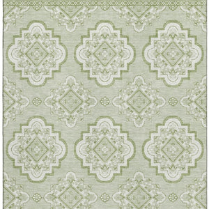 HomeRoots 5' X 8' Artichoke Green Medallion Area Rug - Washable, UV-Protected, Stylish & Family-Friendly Decor 669831