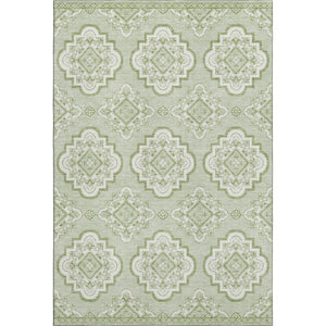 HomeRoots 10' X 14' Artichoke Green Medallion Area Rug - Washable, UV Protected, Durable for Busy Homes! 669835