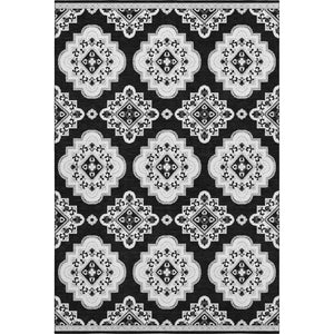 HomeRoots 9' X 12' Black and Ivory Medallion Area Rug – Washable, UV Protected & Ideal for Busy Homes! 669840