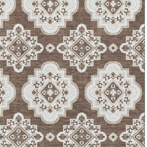 HomeRoots 5' X 8' Brown And Beige Medallion Area Rug - Washable, UV Protected, Durable & Stylish for Any Room 669843