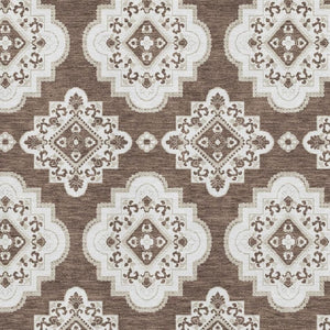 HomeRoots 8' X 10' Brown and Beige Medallion Washable Area Rug with UV Protection for Homes with Kids & Pets 669845