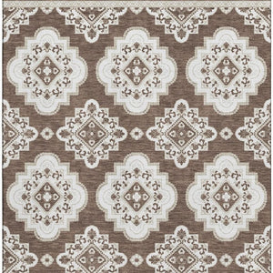 HomeRoots 9' X 12' Brown and Beige Medallion Area Rug – Washable, UV-Protected, Perfect for Family Spaces 669846