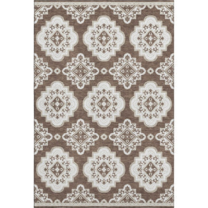 HomeRoots 10' Brown and Beige Medallion Area Rug – Washable, UV Protected, Stylish for Any Room Decor! 669847