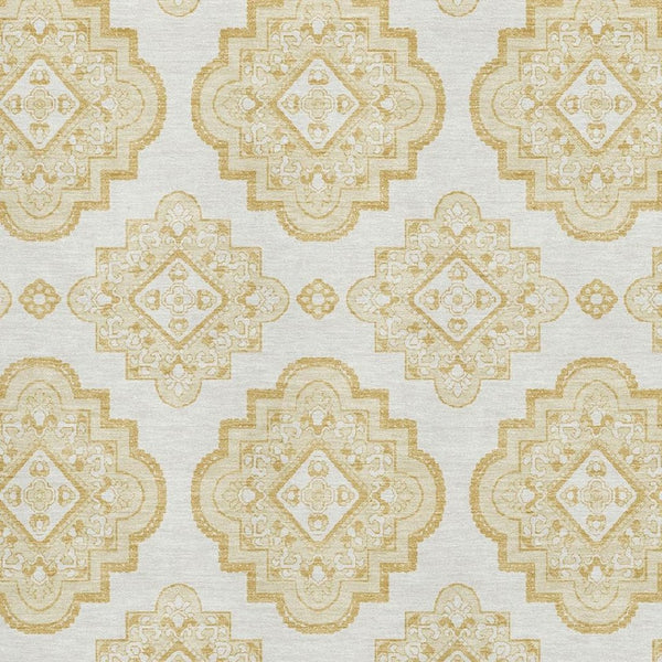 HomeRoots 5' X 8' Gold Medallion Area Rug – Elegant Design, Washable, UV Protection for Busy Homes & Kids 669849