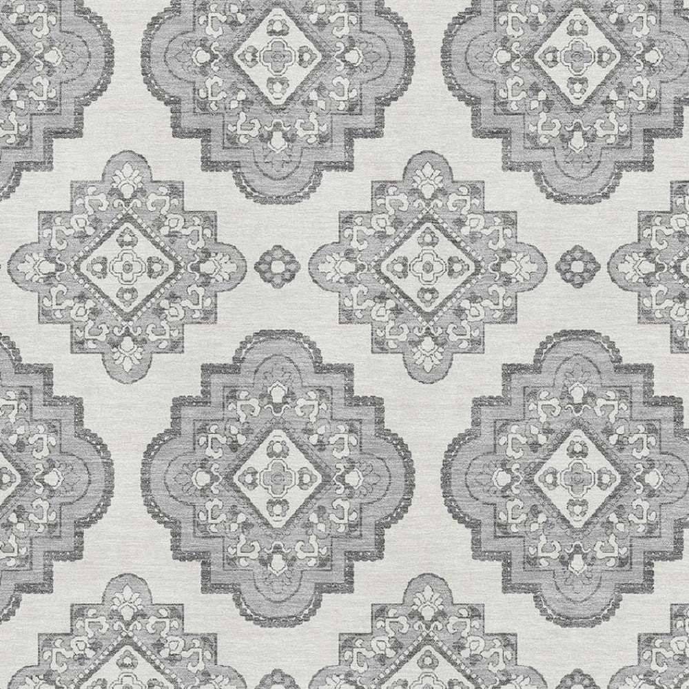 HomeRoots 8' X 10' Gray and Ivory Medallion Washable Area Rug - Durable, Stylish, UV-Protected for Busy Homes 669857