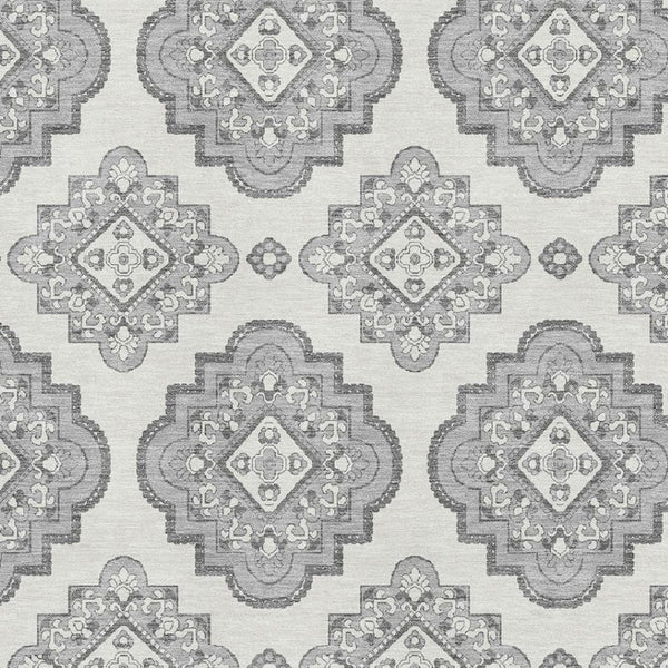HomeRoots 8' X 10' Gray and Ivory Medallion Washable Area Rug - Durable, Stylish, UV-Protected for Busy Homes 669857