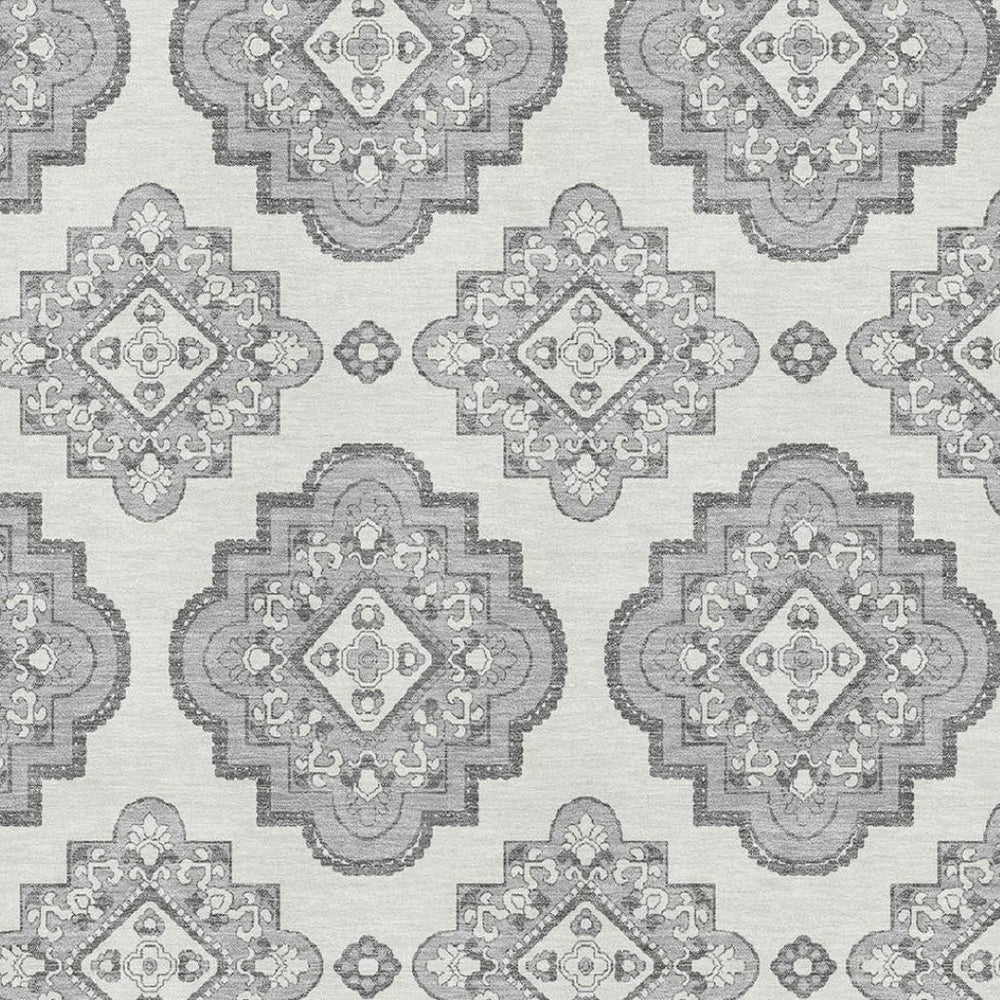 HomeRoots 9' X 12' Gray Medallion Area Rug - Washable, UV Protected, Durable & Stylish for Every Room! 669858