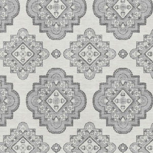 HomeRoots 9' X 12' Gray Medallion Area Rug - Washable, UV Protected, Durable & Stylish for Every Room! 669858