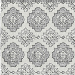HomeRoots 9' X 12' Gray Medallion Area Rug - Washable, UV Protected, Durable & Stylish for Every Room! 669858