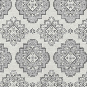 HomeRoots 10' X 14' Gray Medallion Washable Area Rug with UV Protection for High-Traffic Spaces & Easy Care 669859