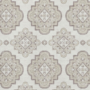 HomeRoots 5' X 8' Washable Ivory and Beige Medallion Area Rug with UV Protection for Stylish Home Decor 669861