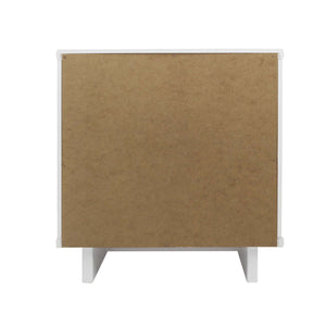 English Elm Granville Solid Wood 18" Nightstand with Ribbed Front Drawer and Gold Steel Handles, Modern Flair White B365P398138