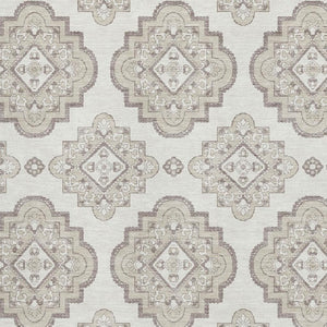 HomeRoots 9' X 12' Ivory And Beige Medallion Area Rug - Washable, UV-Protected, Perfect for High-Traffic Spaces 669864