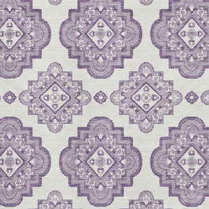 HomeRoots 5' X 8' Elegant Lavender & Ivory Medallion Area Rug - Washable, UV-Protected, Durable & Stylish! 669867
