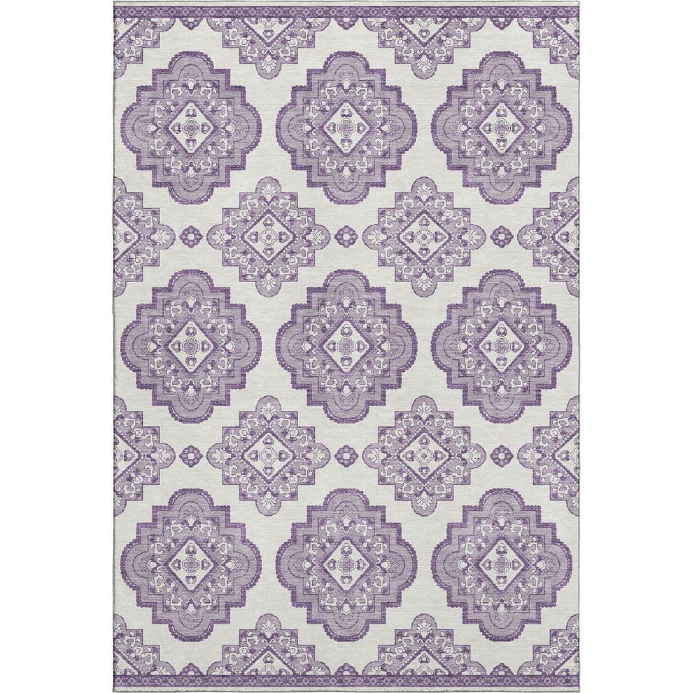 HomeRoots 8' X 10' Lavender Medallion Area Rug – Washable, UV Protected, Perfect for Kids, Pets & Easy Care 669869
