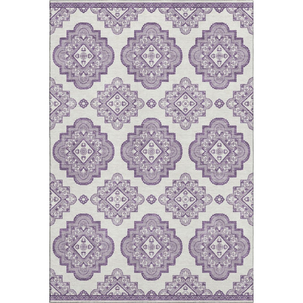 HomeRoots 8' X 10' Lavender Medallion Area Rug – Washable, UV Protected, Perfect for Kids, Pets & Easy Care 669869