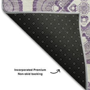 HomeRoots 8' X 10' Lavender Medallion Area Rug – Washable, UV Protected, Perfect for Kids, Pets & Easy Care 669869