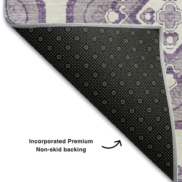 HomeRoots 8' X 10' Lavender Medallion Area Rug – Washable, UV Protected, Perfect for Kids, Pets & Easy Care 669869