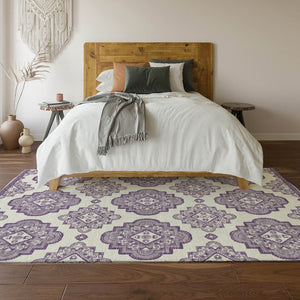 HomeRoots 8' X 10' Lavender Medallion Area Rug – Washable, UV Protected, Perfect for Kids, Pets & Easy Care 669869